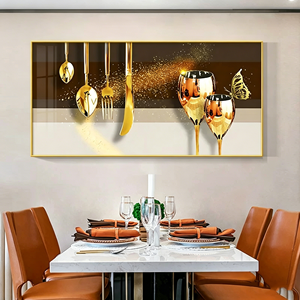 Nouvelle Décoration de <span class=keywords><strong>Restaurant</strong></span> 2026 : Tableau Mural Moderne de Luxe en Porcelaine Cristalline Abstraite, Peinture Couteau <span class=keywords><strong>Fourchette</strong></span> Verre à Vin - Product Image 2
