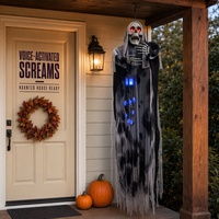 SIPKLR 185cm/6ft Décoration d'extérieur suspendue pour Halloween : Fantôme squelette et Chasseurs d'âmes