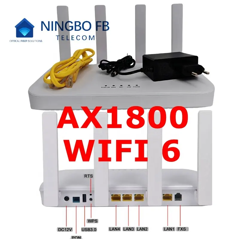 AX1800 WIFI6 XGPON ONU AX1800 Dual Band Wifi 6 2.4G 5G XGS-PON GPON ONT 10G PON + 2.5GE + 3GE Router di rete in fibra ottica