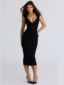 Women's Summer Breathable for Bodycon V-Neck Sleeveless <strong>Elastic</strong> Party <strong>Dress</strong> - Product Image 5