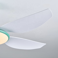 Ventilateur de plafond moderne vert menthe avec lumière LED ronde intégrée et télécommande, lampe de ventilateur de plafond réversible pour chambre d'enfant