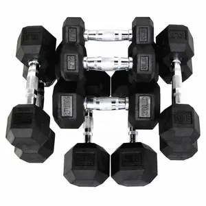 2022 New free weights 10kg 40kg gold gym Dumbells rubber coated cast Iron Hex Black Dumbbell for weightlifting