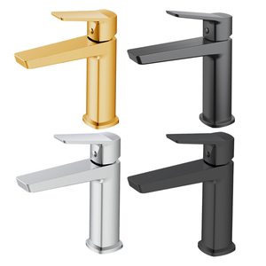 Rubinetto Miscelatore Moderno in Ottone Spazzolato Oro PVD per Lavabo, Montaggio su Piano - Product Image 5