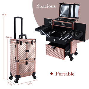 Vali trang điểm chuyên nghiệp bằng nhôm, hộp đựng mỹ phẩm, có gương và ngăn phụ kiện - Product Image 6