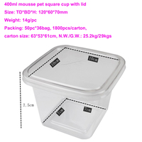Gobelet carré transparent en PET de qualité alimentaire de 14 oz pour desserts, puddings, parfaits, amuse-gueules, glaces, yaourts, mousses, avec couvercle, idéal pour les fêtes