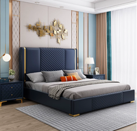 Modernes Luxuriöses Design Holz-Kingsize-Bettgestell Schlafzimmer Leder-Doppelbett Luxuriöses Neues Design Schlafzimmer-Set
