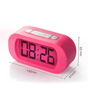 Jam Digital Meja Tampilan LCD Besar Anak-anak, KH-CL010 Modern Silikon Menunda Alarm dengan Lampu Latar LED