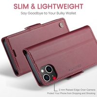 Étui portefeuille magnétique en cuir Caseme RFID pour iPhone 17 Air 16E 16 15 Pro Max 14 Plus 13 Mini 12 11 XR X XS 8 7 6 Plus avec rabat