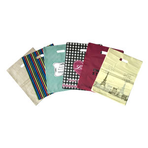 Eco Friendly Oxo Biodegradable Troquelado Mango Bolsa de compras de plástico Múltiples colores - Product Image 3