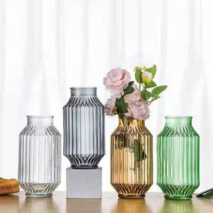 Contemporary Vintage Embossed Large Crystal Hydroponic Tabletop <b>Vase</b> for Flower Arrangement and Anniversary <b>Decor</b> - Product Image 2