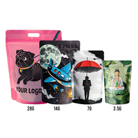 Sachets d'emballage alimentaire jetables refermables à fermeture éclair, résistants à l'humidité, pour animaux de compagnie, 3,5g 7g 14g 28g, pochettes en papier verticales avec fenêtre transparente
