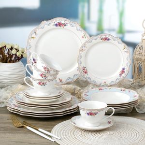 Juego de Vajilla de Porcelana Fina de 20 Piezas, Servicio para 4 Personas, Diseño Floral con Detalles en Azul y Dorado, para Venta al Por Mayor, Modelo Romantic Bloom - Product Image 3
