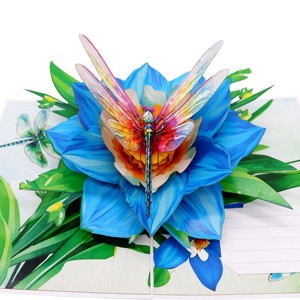 การ์ดดอกนาร์ซิสสีน้ำเงิน 3 มิติ งานฝีมือกระดาษทำมือ คุณภาพสูง ของขวัญตกแต่งบ้านงานแต่งงาน ดีไซน์ตัดด้วยเลเซอร์ รับทำตามสั่ง - Product Image 3