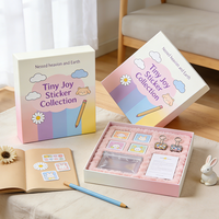 Autocollants en carton de haute qualité amovibles pour enfants, kits de bricolage, autocollants imprimés UV de dessins animés, couleurs personnalisées