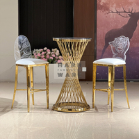 Ensemble table haute et chaises en acier inoxydable moderne pour bar à domicile et usage hôtelier