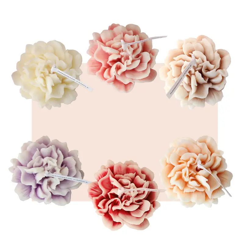 Handmade Colorful Flower Shape Carnation Carving Soy Wax Aromatherapy Scented Candle