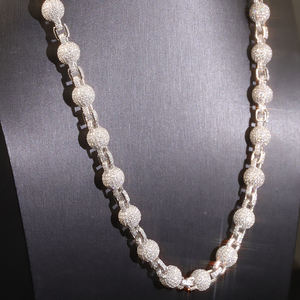 Stile palla VVS Moissanite <span class=keywords><strong>rosario</strong></span> <span class=keywords><strong>catena</strong></span> Hip Hop collana Rapper solido <span class=keywords><strong>925</strong></span> <span class=keywords><strong>argento</strong></span> 10mm glassato Moissanite <span class=keywords><strong>catena</strong></span> a sfera - Product Image 5