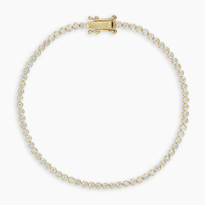 Pulsera de tenis de plata de ley S925 chapada en oro de 14K con diamantes cultivados en laboratorio y moissanita engastada en burbuja para mujer - Product Image 1