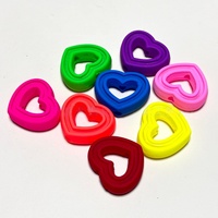 Perles fluorescentes creuses en forme de cœur pour la fabrication de bijoux DIY, accessoires pour chaînes de téléphone, pendentifs de sac et porte-clés