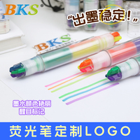 Stylo publicitaire BKS avec logo imprimé, pointe oblique 6 couleurs, impression UV, surligneur liquide direct, non effaçable, taille normale pour