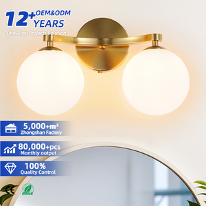 Lámpara de Pared Esférica de Vidrio Blanco Lechoso, Diseño Moderno y Minimalista, Luz de Metal para Vanidad, Restaurante, Dormitorio, Cabecera, Baño - Product Image 1