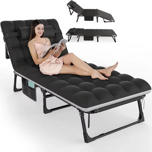 3 in 1 Folding Camping Cot <b>Bed</b>, 5 Positions Adjustable Patio Chaise Lounge Chair, Portable Sleeping Cots for Adults Large Size 0 - Product Image 1