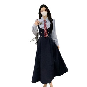 Vestido de otoño <span class=keywords><strong>para</strong></span> mujer de talla grande, temperamento gordito, cintura ceñida, camisa de retazos sexy <span class=keywords><strong>para</strong></span> Universidad, falda - Product Image 5