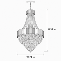 Lustre suspendu en cristal Empire personnalisé pour grand hall d'hôtel, prix d'usine en gros