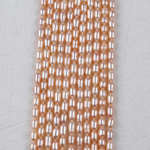 Perles d'eau douce naturelles en forme de riz de 5-6 mm, couleur blanche, faites à la main, accessoires de bijoux DIY, vente chaude - Product Image 4