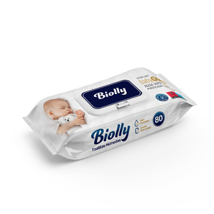 Lingettes humides en coton Biolly, 80 lingettes, pour usage domestique - Product Image 1