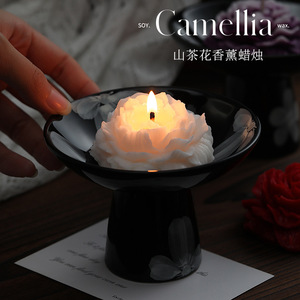 Flower Shaped Scented Candles Red White Purple Solid Fragrance For Home Wedding Decoration Elegant Style - Product Image 3