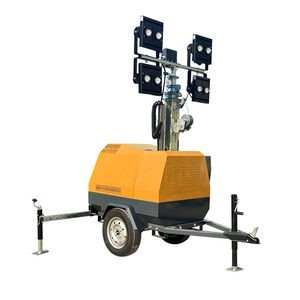 Tour d'éclairage mobile de 7 m avec 4 lampes au halide métallique de 1000 W et générateur diesel pour travaux routiers et sur chantier en cas d'urgence - Product Image 2