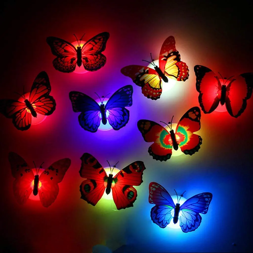 Moderne Min Led 3D ButterFly Veilleuse Pour Chambre Maison Fête Décoration Festive Stickers Muraux Papillon Led Lumières