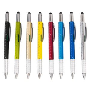 6 In1 휴대용 드라이버 볼펜 도구 다기능 측정 기술 자 스크루 드라이버 터치 스크린 스타일러스 정신 수준 - Product Image 4