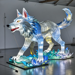 Handmade thực tế Sói đèn lồng không thấm nước động vật ánh sáng Halloween Giáng sinh Lễ Phục sinh lễ Tạ ơn Ngày của Cha bên vườn trang trí - Product Image 1