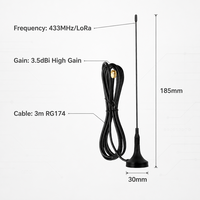 Antenne omnidirectionnelle à base magnétique LoRa UHF ISM 433 MHz 413-453 MHz 3,5 dBi verticale pour connecteur mâle pour passerelle LoRaWAN