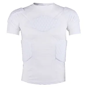 Özelleştirilmiş yastıklı futbol tişörtü EVA Polyester futbol yastıklı gömlek beyaz Rugby vücut koruyucuları