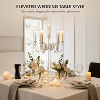 Candélabre en acrylique transparent à 5 bras, porte-bougie, centre de table de mariage, décoration de toile de fond pour événements