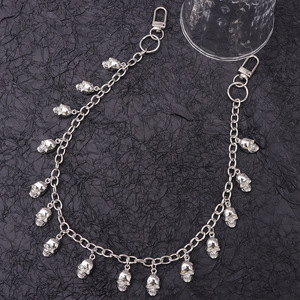 Chaîne de taille en métal avec pendentif crâne, accessoire unisexe pour Halloween, chaîne de corps simple couche en argent tibétain, mode adulte - Product Image 4