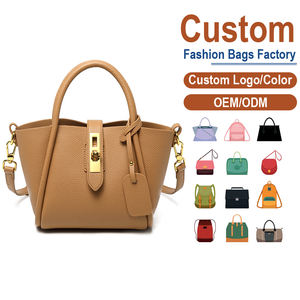 Bolsos de Cuero Genuino de Diseño de Lujo – Bolso Tipo Cubo para Mujer en Cuero Camel con Cierre Dorado y Correa Desmontable - Product Image 1