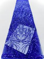 Vente flash : Tissu de dentelle brodée en maille à sequins perlés, 100 % polyester, écologique, de luxe, pour robes de mariée