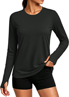 Rashguard personnalisé pour femme à manches longues, col rond, protection solaire UPF50 SPF, séchage rapide, léger, 88% polyester, 12% élasthanne