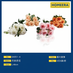 Crema per Champagne rosa arancio fiori di nozze artificiali L48cm plastica e poliestere materiale decorazione disposizioni - Product Image 1