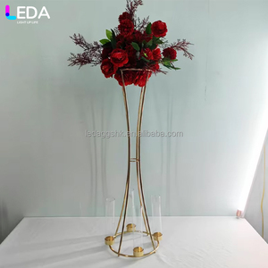 ขาตั้งดอกไม้สแตนเลสสีทองคุณภาพสูงสำหรับตกแต่งโต๊ะงานแต่งงาน LEDA หรูหรา - Product Image 1