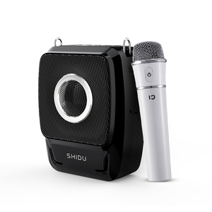 SHIDU 25W salida sonido fuerte sistema PA altavoz impermeable al aire libre portátil profesor amplificador de voz con dos micrófonos inalámbricos - Product Image 3