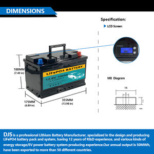 12V 100Ah DJS LiFePO4 batterie de voiture démarreur de saut batterie au lithium-ion CCA1100 Batteries automatiques pour le démarrage des bateaux à moteur de pêche à la traîne - Product Image 6