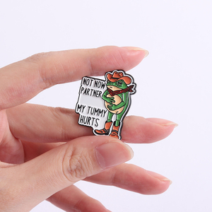 Pin de Esmalte de Rana Vaquera de Dibujos Animados, No Ahora, Mi Vientre Duele, Broche Divertido de Animal, Insignia de Solapa, Joyería, Regalo al por Mayor - Product Image 4