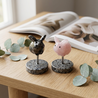 Cristal naturel mixte en forme de tête de cochon, cristal oscillant, artisanat de guérison Reiki pour la décoration de bureau à domicile, cadeau porte-bonheur