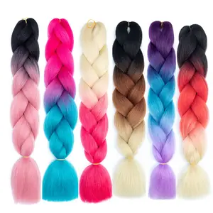 Ombre jumbo braiding hair one pack solution hair bundles 26inches for a dollar packs with closure wholesale synthetic hair