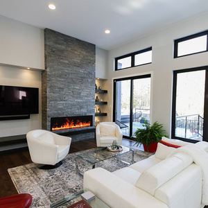 Feu à vapeur d'eau 3D <span class=keywords><strong>60</strong></span> pouces Noir Argent Cheminée électrique élégante Cheminée intelligente à vapeur d'eau Multicolore - Product Image 6